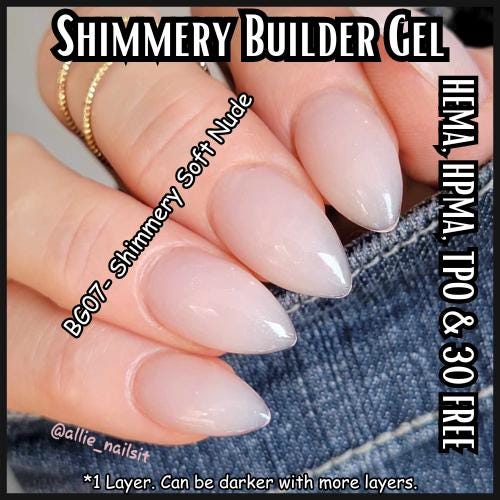 Sparkly Builder Gel in Bottle | Neutrals & Light Pink | HEMA, HPMA, TPO, 30 Free uv/led | 15ml | Soak Off