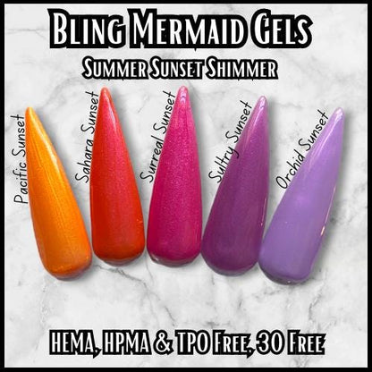 Sultry Sunset | Shimmer Mermaid Gels | Summer Sunset | HEMA, HPMA, TPO, 30 Free uv/led | 15ml | Soak Off |