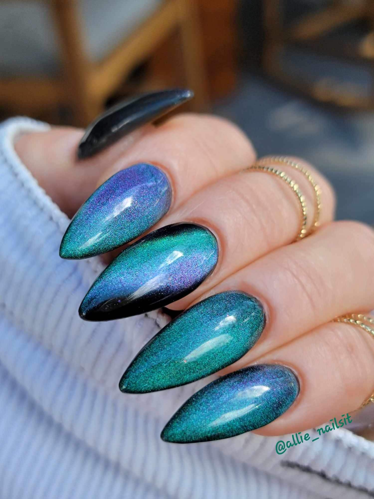 Chameleon Shimmer Gel Mani | Show Off | Chameleon Cat Eye | Teal Green, Purple, Blue | HEMA, HPMA, TPO, 30 Free uv/led | 15ml | Gel Nail