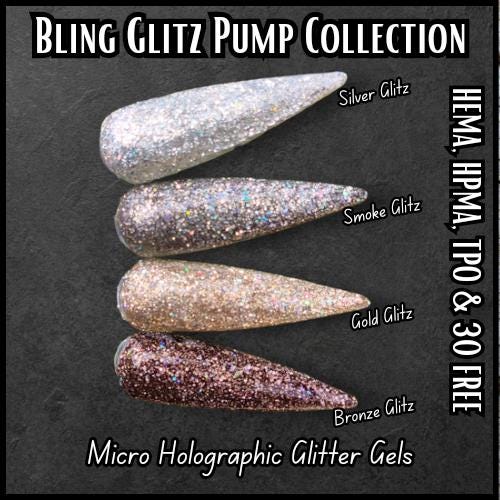 Glitz Pump Collection - Silver Glitz, Smoke Glitz, Gold Glitz, Bronze Glitz - HEMA, HPMA, TPO Free