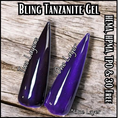 Tanzanite Silver Sparkly Mani Gel - Solid Violet Blue Gel - Silver Holo Glitter Gel - HEMA, HPMA, TPO Free