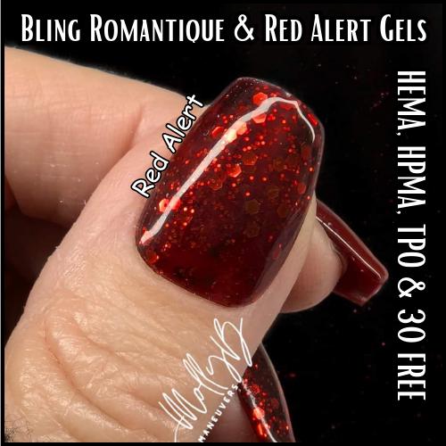 Decadence Romantique Red Solid; Red Alert Red Glitter Gel - HEMA HPMA TPO Free