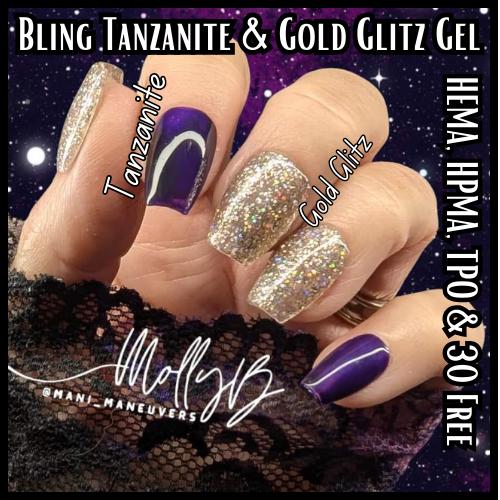 Tanzanite Silver Sparkly Mani Gel - Solid Violet Blue Gel - Silver Holo Glitter Gel - HEMA, HPMA, TPO Free