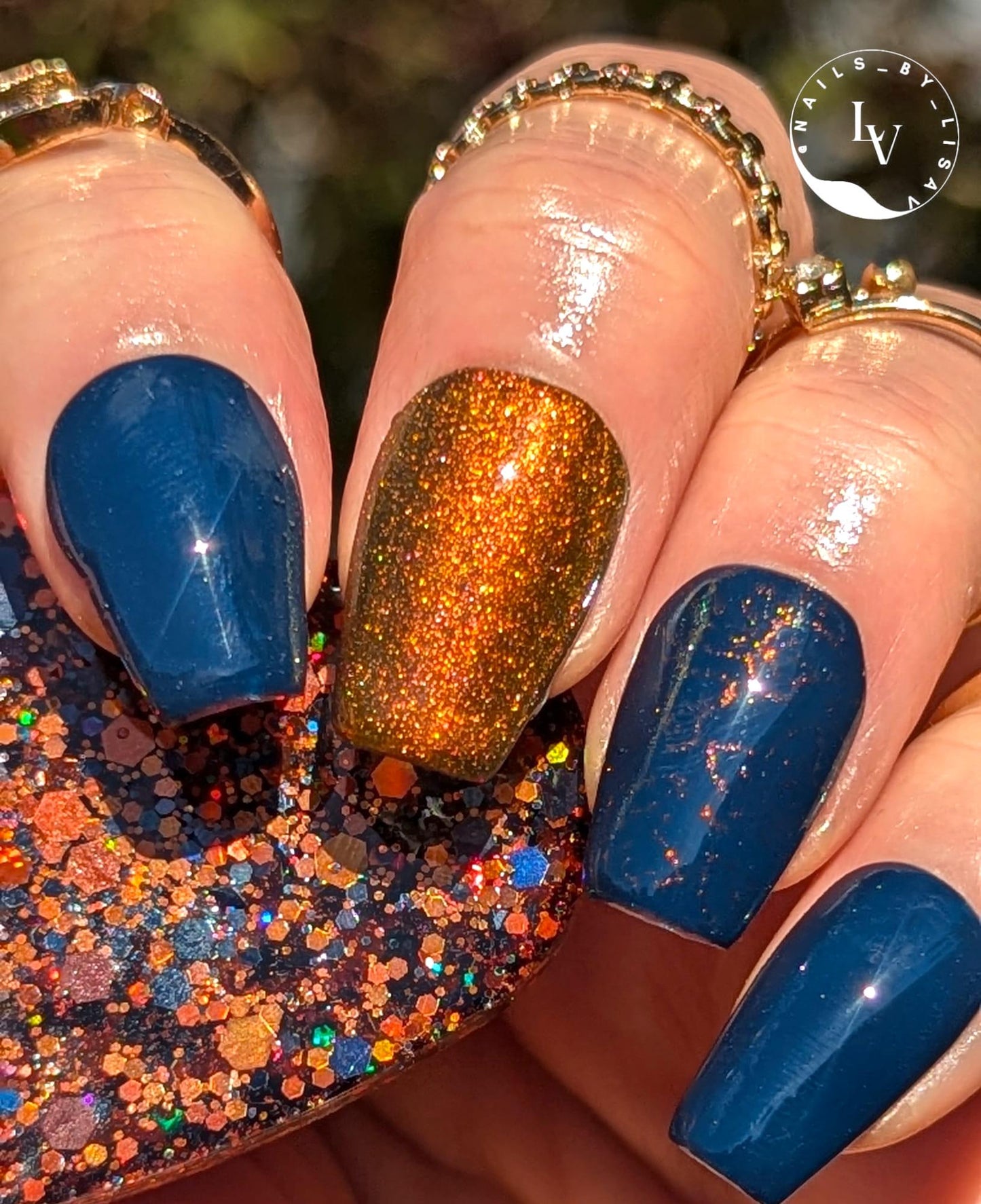 Tiger Eye 10D Cat Eye + Under The Stars Navy Gel Mani | Tiger Eye - Copper Shimmery Cat Eye | HEMA HPMA TPO 30 Free uv/led | 15ml | Gel Nail