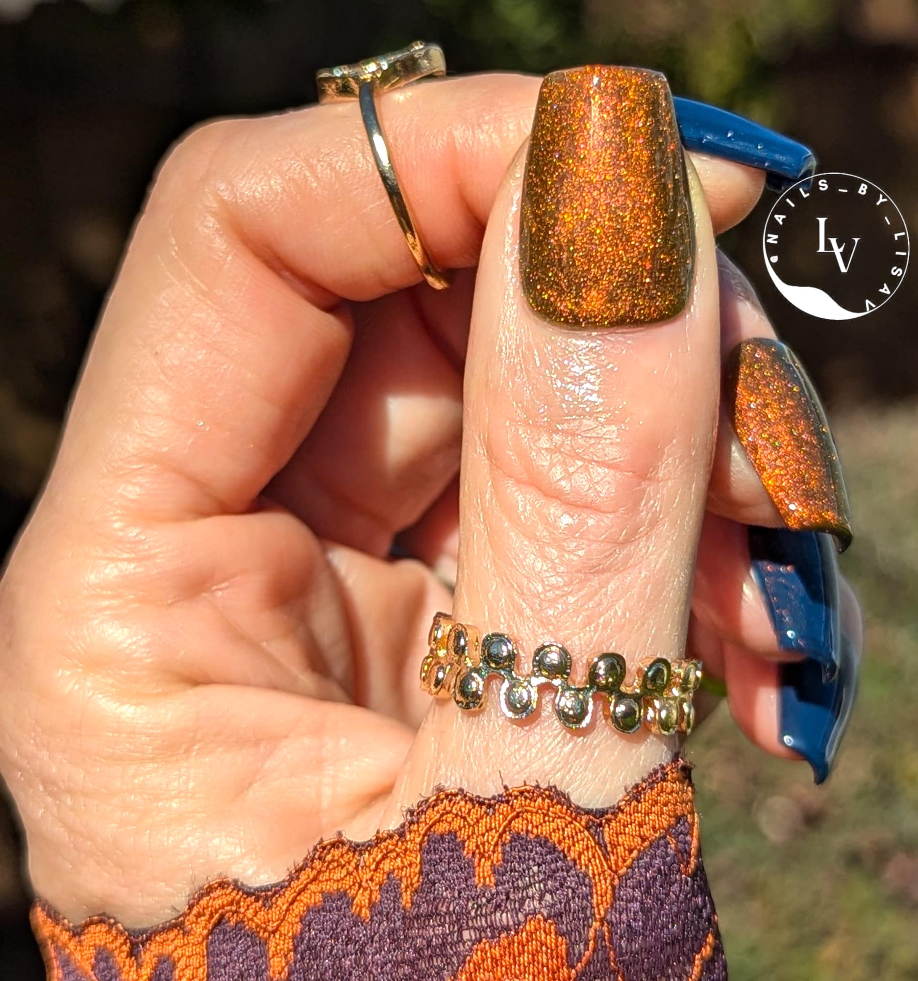 Tiger Eye 10D Cat Eye + Under The Stars Navy Gel Mani | Tiger Eye - Copper Shimmery Cat Eye | HEMA HPMA TPO 30 Free uv/led | 15ml | Gel Nail