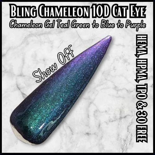 Chameleon Velvet Cat Eye Gel Mani | Show Off | Chameleon Cat Eye | Teal Green, Purple, Blue | HEMA, HPMA, TPO, uv/led | 15ml | Gel Nail