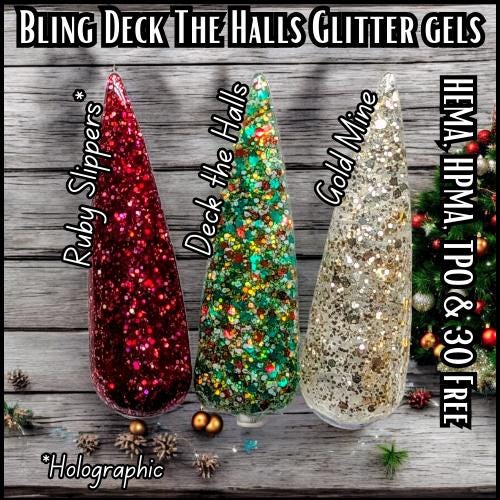 Deck The Halls, Ruby Slippers Glitter Gels & Coconut Milk Mani - HEMA, HPMA, TPO Free