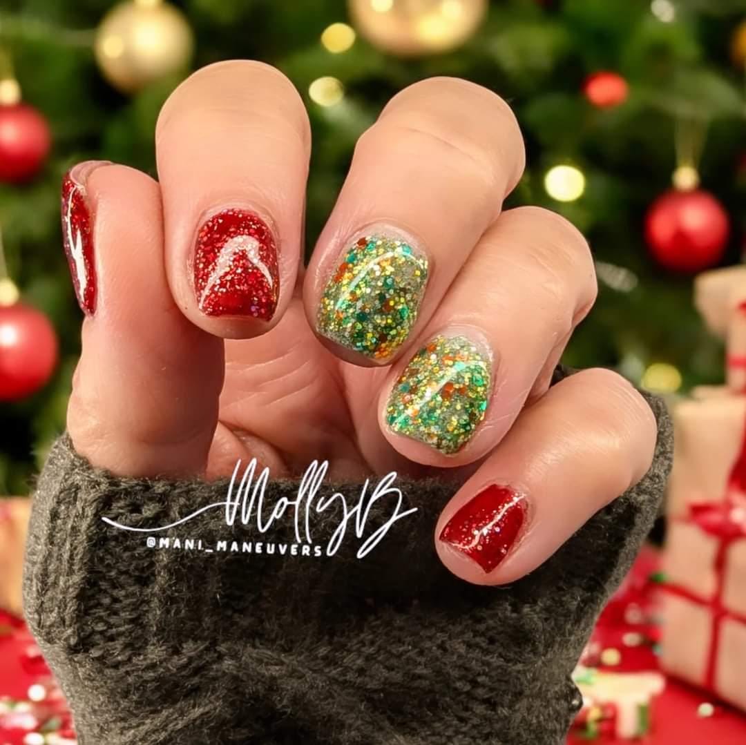 Deck The Halls, Ruby Slippers Glitter Gels & Coconut Milk Mani - HEMA, HPMA, TPO Free