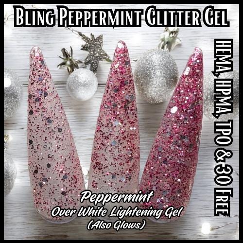 Minty Glitter Gels | Peppermint and Spearmint Glitter Gels | Silver Glitz Glitter Gel |HEMA, HPMA, TPO, 30 Free uv/led |