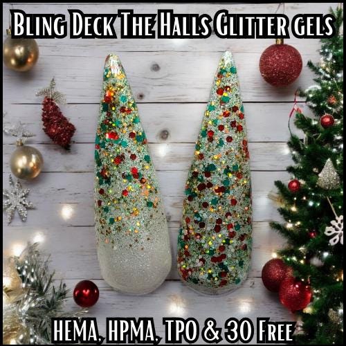 Deck The Halls, Ruby Slippers Glitter Gels & Coconut Milk Mani - HEMA, HPMA, TPO Free