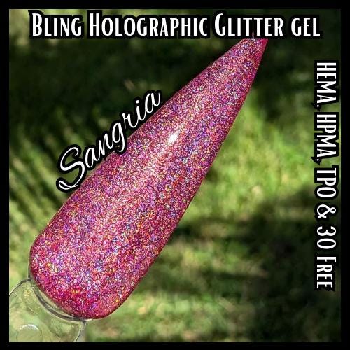 Sangria Holographic Glitter Gel | Burgundy | Maroon | HEMA HPMA tpo Free uv/led | 15ml