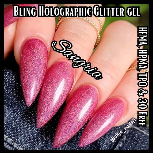 Sangria Holographic Glitter Gel Mani | Burgundy | Maroon | HEMA HPMA tpo Free uv/led | 15ml