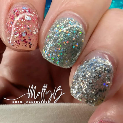 Minty Glitter Gels | Peppermint and Spearmint Glitter Gels | Silver Glitz Glitter Gel |HEMA, HPMA, TPO, 30 Free uv/led |