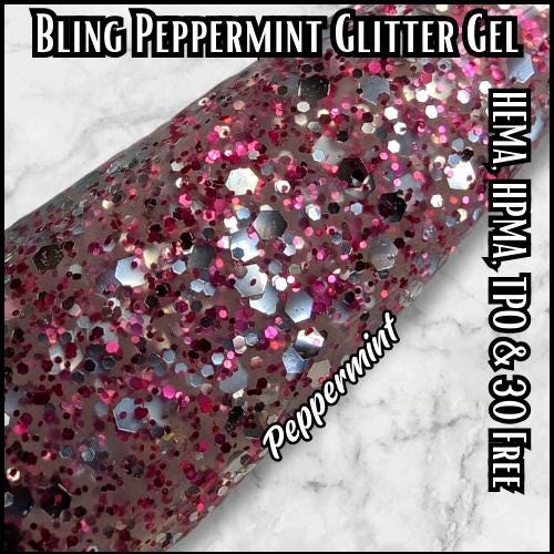 Minty Glitter Gels | Peppermint and Spearmint Glitter Gels | Silver Glitz Glitter Gel |HEMA, HPMA, TPO, 30 Free uv/led |