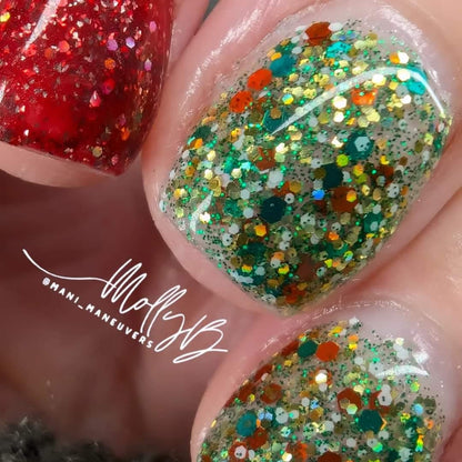 Deck The Halls, Ruby Slippers Glitter Gels & Coconut Milk Mani - HEMA, HPMA, TPO Free