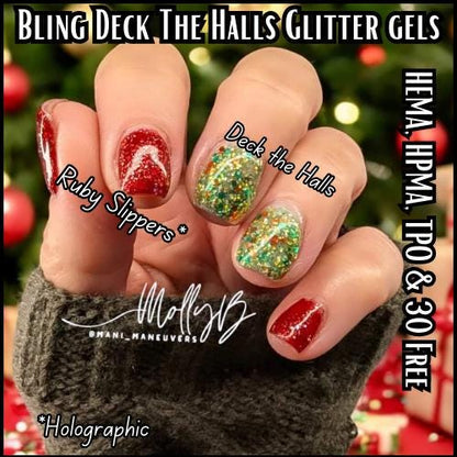 Deck The Halls, Ruby Slippers Glitter Gels & Coconut Milk Mani - HEMA, HPMA, TPO Free