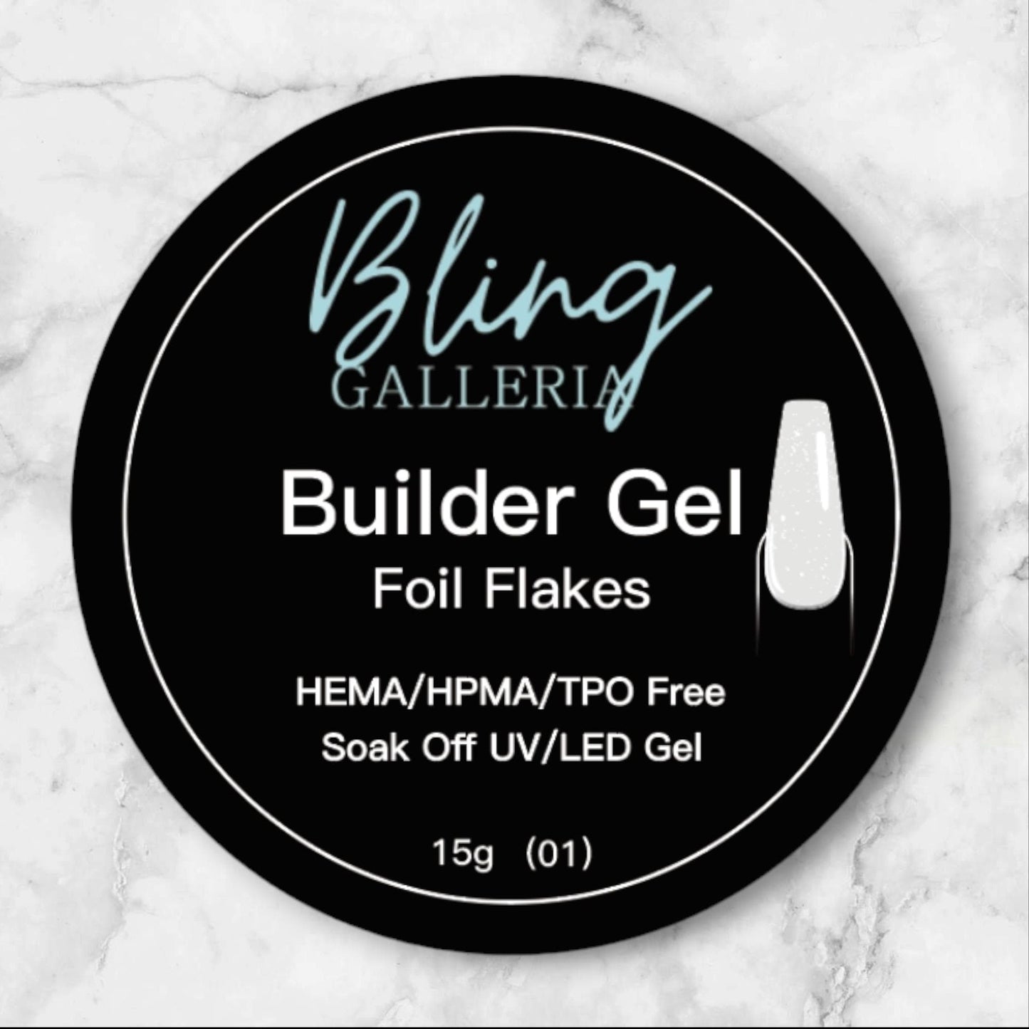 Builder Gel with Foil Flakes (Pink Escape, Rebel Rose, Berry Grove, Gossip Girl, Sweet Suede) - HEMA, HPMA, TPO Free