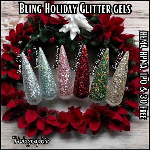 Deck The Halls, Ruby Slippers & Gold Mine Glitter Gels - HEMA, HPMA, TPO Free