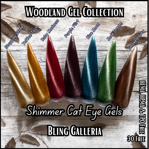 Shimmer Cat Eye Gel Polish | Woodland Collection | Stepping Stone, Toffee Tech, Ruby Madness, More Names in Photo | HEMA, HPMA, TPO, 30 Free