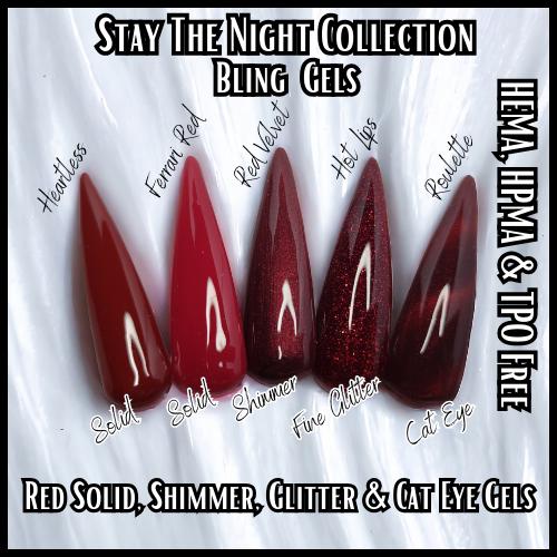 Red Velvet Shimmer Gel | Stay The Night Collection | HEMA HPMA TPO Free uv/led | 15ml | Gel Nails