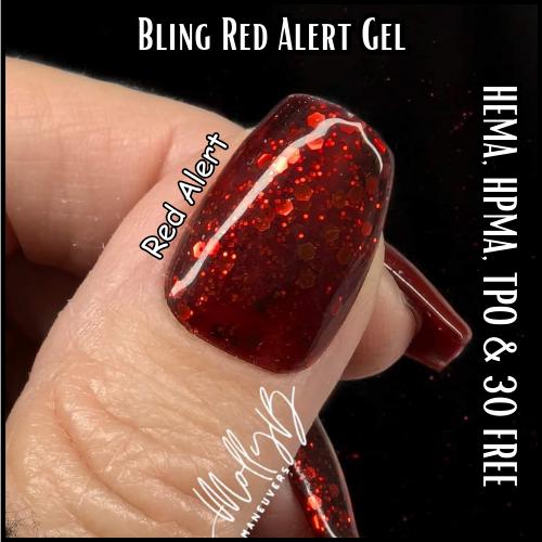 Red Alert Red Gel Mani | Red Glitter Gel | Shiny Top Gel | HEMA HPMA TPO Free uv/led | 15ml | Gel Nails