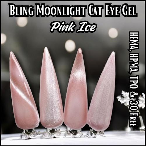 Pink Ice Moonlight Cat Eye Gel | HEMA, HPMA, TPO, 30 Free uv/led | 15ml Bottle | Gel Nail