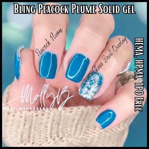 Peacock Plume Gel Mani | Gorgeous Teal Blue | HEMA, HPMA, TPO Free uv/led | 15ml | Gel Nail